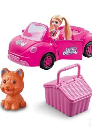 Машинка кабриолет розовый для куклы кукла и собачка 9045-24 фото