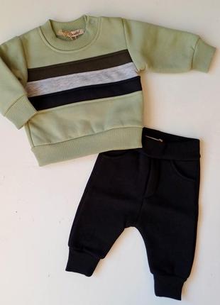 Теплый детский костюм на флисе для малышей