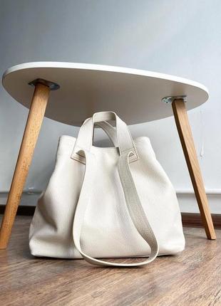 Сумка італійська шкіряна жіноча світла шопер ts000100