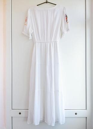 Платье женское белое миди вышивка4 фото