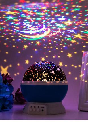 Дитячий обертовий нічник проєктор зоряного неба star master лампа-світильник світлодіодний led нічник 02019 фото