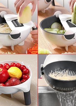 Багатофункціональна овочерізка wet basket vegetable cutter подрібнювач овочів 0201 топ!6 фото