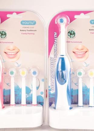 Електрична зубна щітка electric toothbrush зубна щітка з 4 насадками 0201 топ!