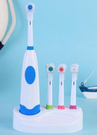 Електрична зубна щітка electric toothbrush зубна щітка з 4 насадками 0201 топ!6 фото