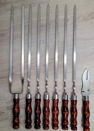 Набір шампурів з дерев'яною ручкою 6+1+1