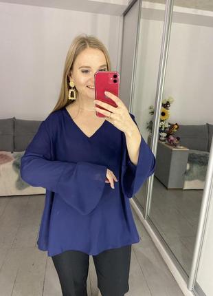 Актуальна шифонова блузка з рукавами кльош №105/16