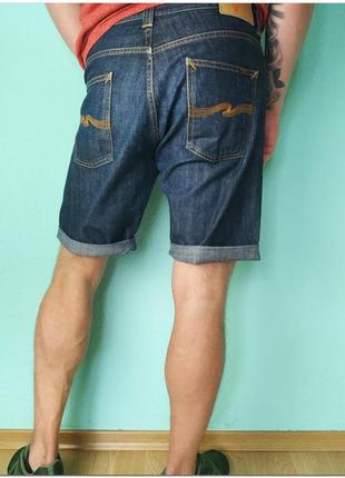 Мужские темно-синие джинсовые шорты nudie jeans на пуговицах3 фото