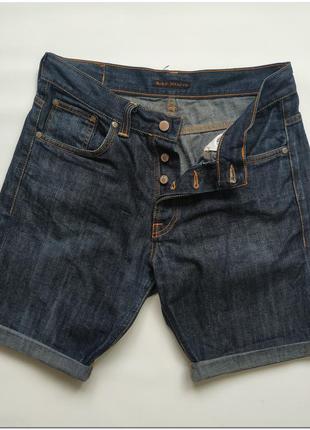 Мужские темно-синие джинсовые шорты nudie jeans на пуговицах5 фото