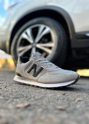 Мужские кроссовки new balance 574 light grey on black7 фото