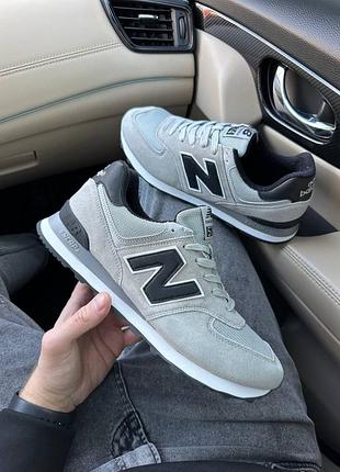 Мужские кроссовки new balance 574 light grey on black