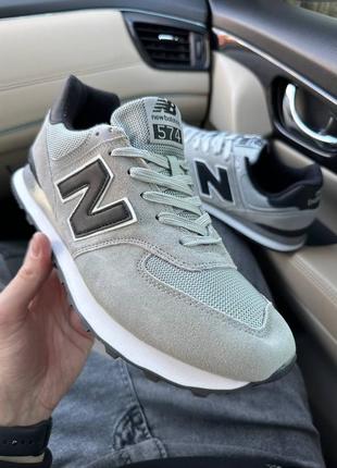 Мужские кроссовки new balance 574 light grey on black5 фото