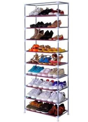 Шкаф-органайзер для обуви compages shoes shelf t-1099 полка-стеллаж для хранения обуви кофейный 0201 топ !3 фото