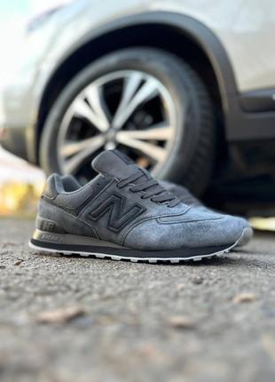 Мужские кроссовки new balance 574 dark grey black7 фото