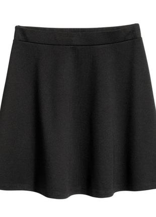 Юбка трапеция мини h&m, s черная