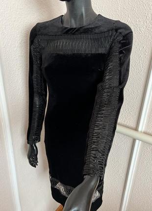Модное бархатное платье с длинным рукавом, крутое миди платье черное в наличии скидка4 фото