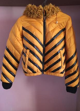 Яркая весенняя курточка с утеплением и отделкой из натурально меха1 фото