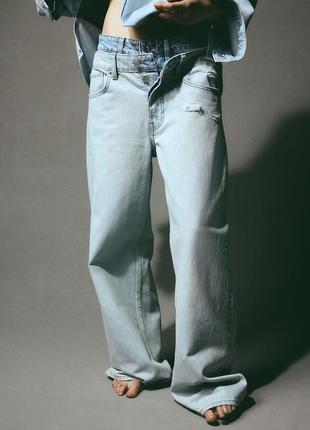 Широкие джинсы с низкой посадкой baggy h&amp;m 11991900054 фото