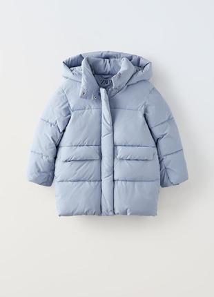 Зимняя куртка для девочки zara испания размер 122, 152 голубая