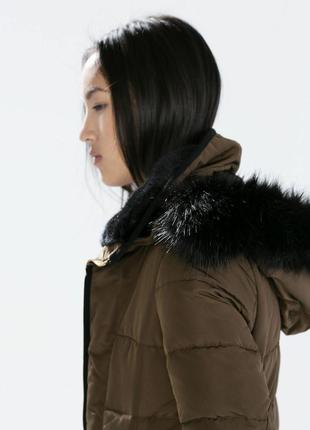 Пуховик длинная куртка, пальто zara размер м4 фото