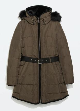 Пуховик длинная куртка, пальто zara размер м5 фото