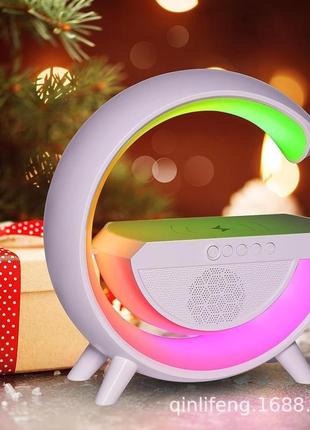 Настільна лампа нічник з bluetooth-колонкою 3в1 led wireless bt-2301 з бездротовим заряджанням портативна 0201