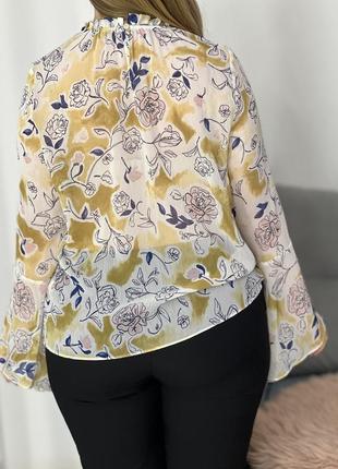 Мила шифонова блузка з рюшами на рукавах №1424 фото