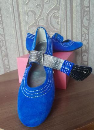 Синие туфли балетки1 фото