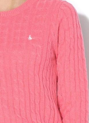 Натуральный шерстяной свитер jack wills в косы нежно розового цвета4 фото