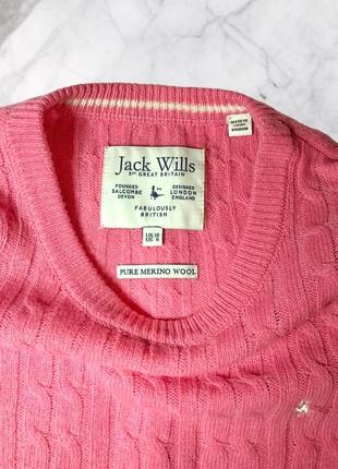 Натуральный шерстяной свитер jack wills в косы нежно розового цвета2 фото