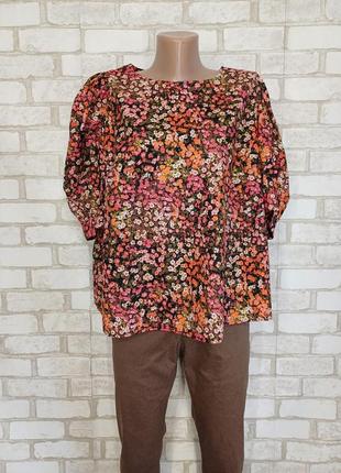 Фирменная h&m просторная блуза/рубашка со 100 % хлопка в мелкие цветы, размер 4-5хл1 фото