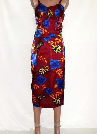 Стильный модный костюм топ юбка цвета марсала с цветочным принтом6 фото