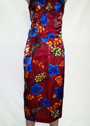 Стильный модный костюм топ юбка цвета марсала с цветочным принтом8 фото