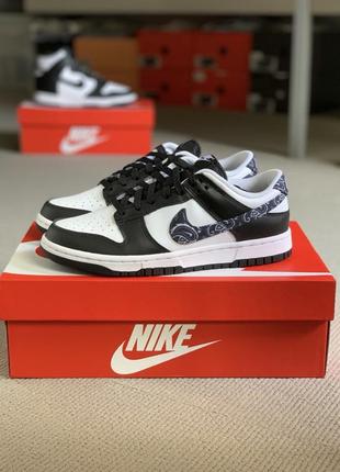 Кроссовки nike dunk low essential paisley pack black retro black white panda найк данки панда1 фото