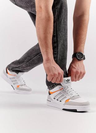 Мужские кроссовки adidas originals drop step white gray orange6 фото