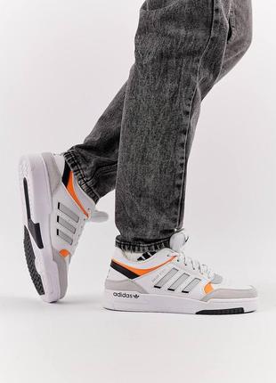 Мужские кроссовки adidas originals drop step white gray orange7 фото