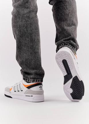 Мужские кроссовки adidas originals drop step white gray orange8 фото