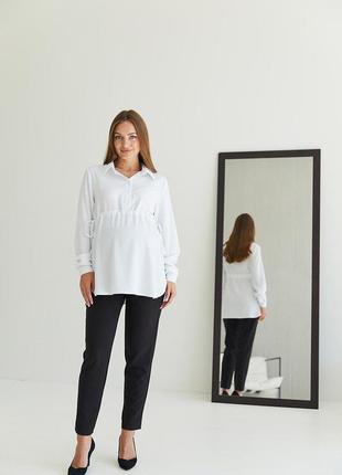 👑vip👑 блуза для беременных и кормящих матусь рубашка классическая рубашка вискоза2 фото
