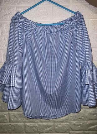 Женская нарядная блузка, размер l, верх на резинке - состояние новой, с оригинальными рукавами, нежного г