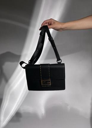 Жіноча сумка в стилі baguette black leather bag люкс якість2 фото