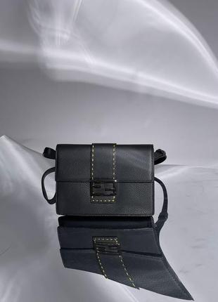 Жіноча сумка в стилі baguette black leather bag люкс якість4 фото