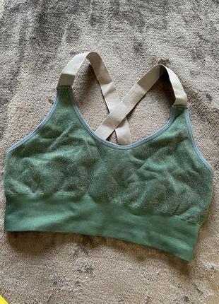 Топ бра лиф спорт фитнес йога блестящий с глиттером широкие брители