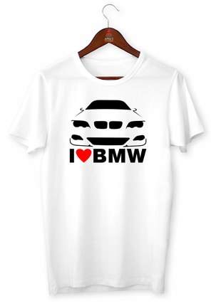 Чоловіча футболка з оригінальним принтом автомобілісту "i love bmw. я люблю бмв" push it