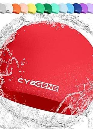 Силиконовая шапочка для плавания cybgene, красная2 фото