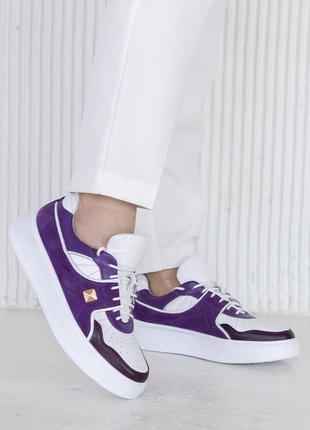 Кеди кросівки по стилю валентино колір на вибір білі з фіолетовим1 фото