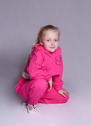 Костюм-трійка для дівчат рожевий кофта, штани, топ 9 років туреччина