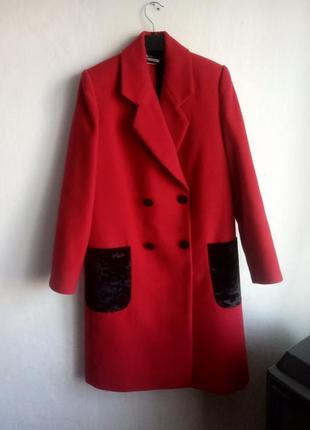 Шикарное дизайнерское красное пальто укр бренд дизайнер ателье шоурум ретро винтаж шерсть4 фото