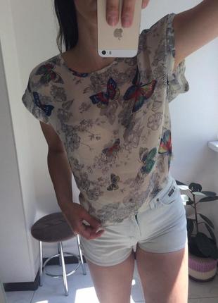 Футбока шифоновая с бабочками