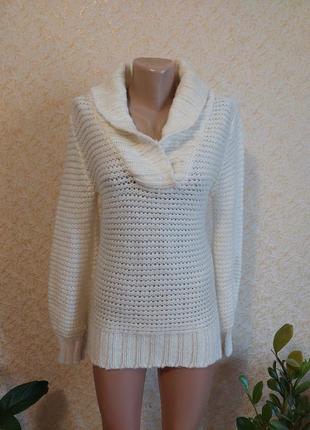 Белый теплый свитер, зимний светощет2 фото