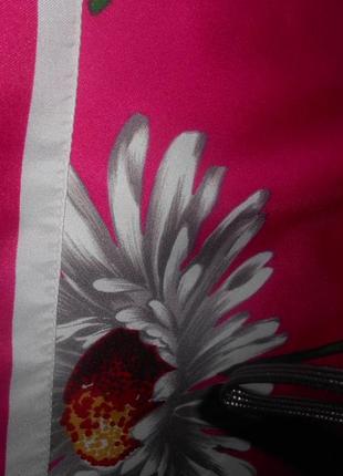 Шикарный большой  платок с ромашками цвет фуксии , полиэстер3 фото