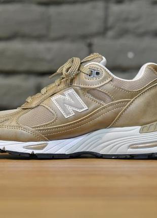 Золотые кроссовки new balance 991 made in usa- оригинал! натуральная кожа2 фото